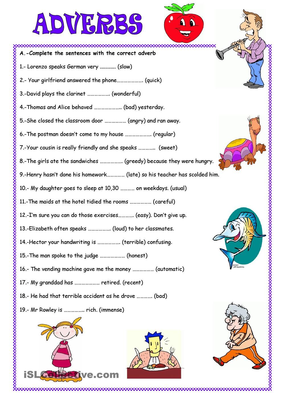 Adjectives And Adverbs Exercises Intermediate Pdf